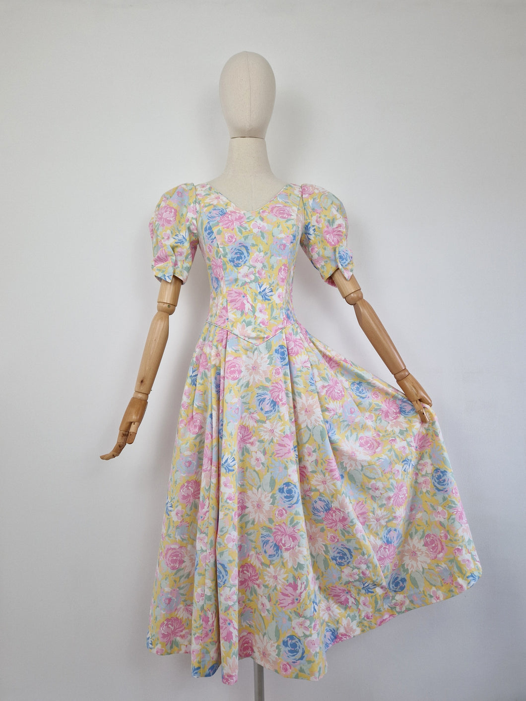 Vintage Laura Ashley pastel ballgown dress