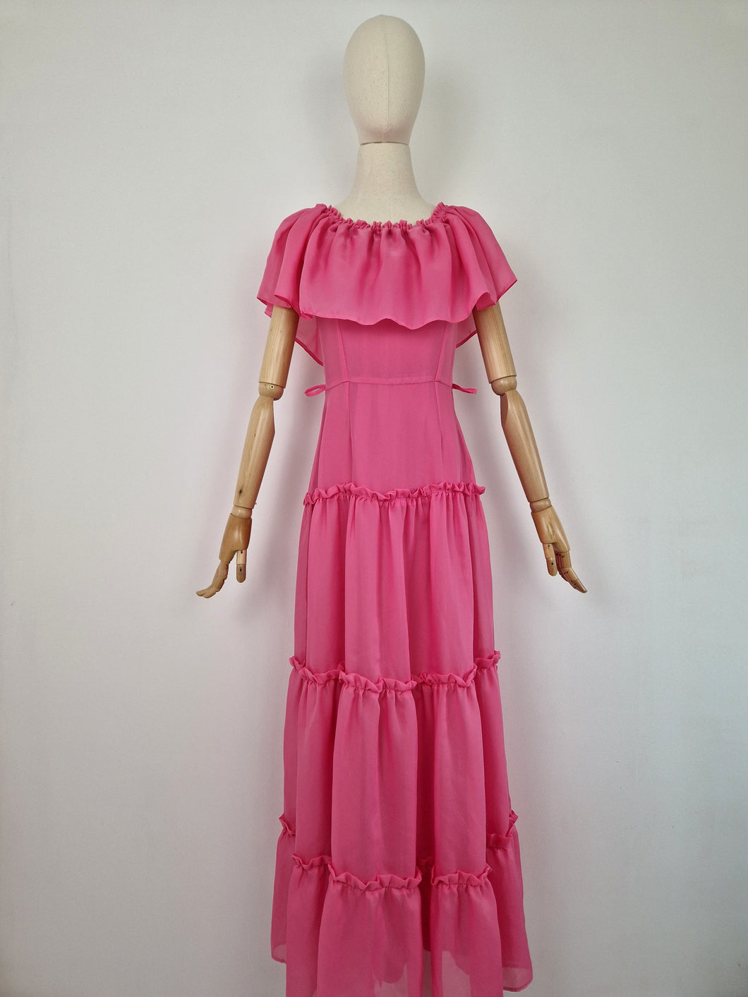 Vintage 70s pink maxi dress