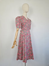 Load image into Gallery viewer, Vintage 80s Laura Ashley pink and green dress
