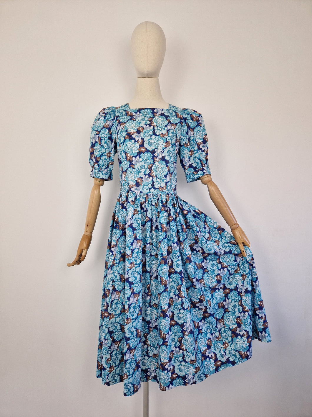 Vintage 80s Laura Ashley turquoise dress
