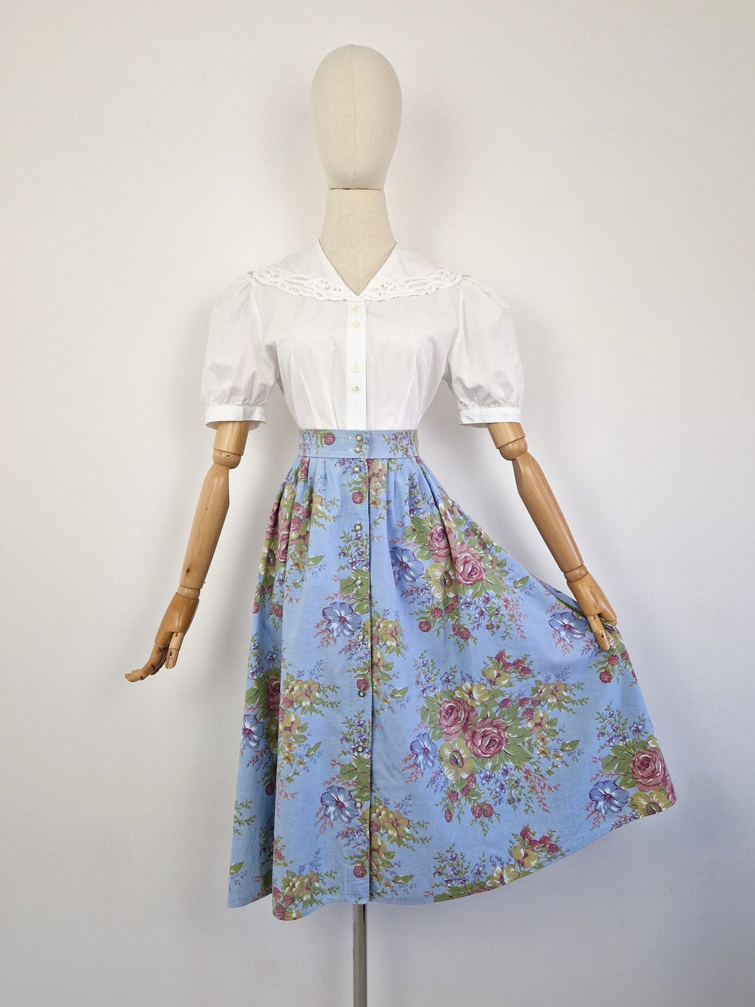 Vintage 80s floral cotton skirt