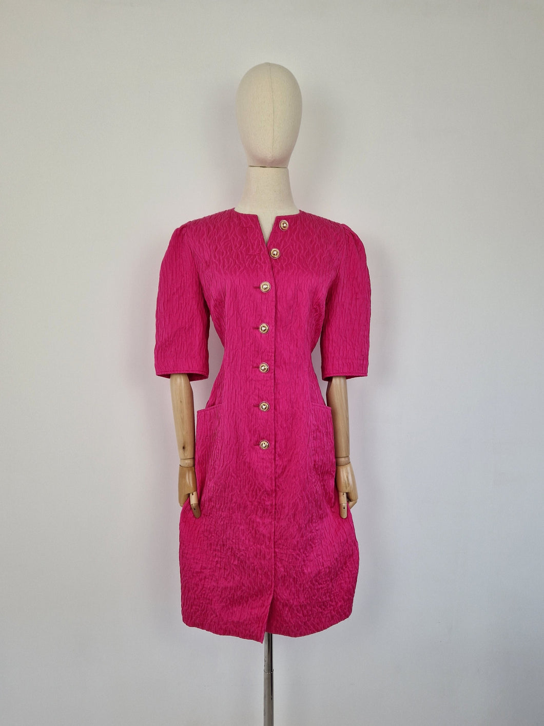 Vintage 80s bright pink dress