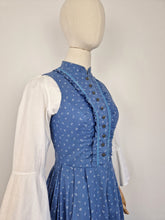 Load image into Gallery viewer, Vintage 70s cornflower blue dirndl dress

