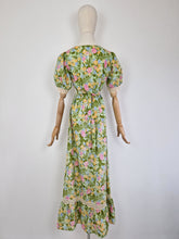 Load image into Gallery viewer, Vintage 70s green prairie maxi dress
