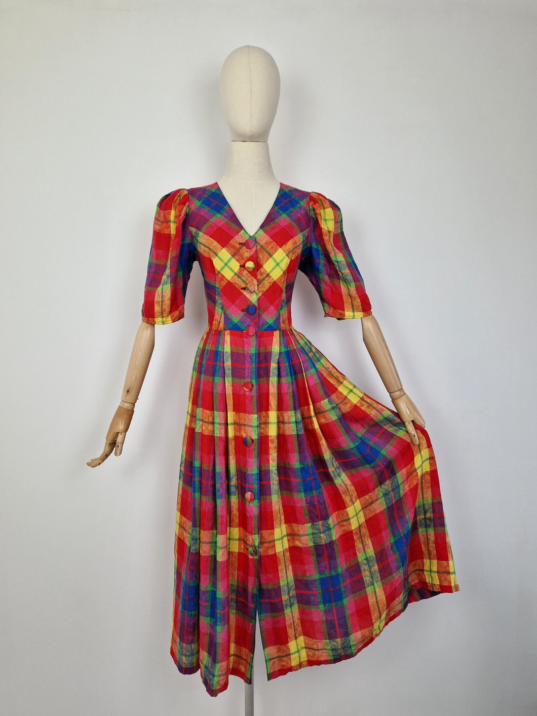 Vintage Austrian rainbow linen dress