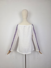 Load image into Gallery viewer, Vintage 70s bohemian embroidered gauze blouse
