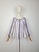 Load image into Gallery viewer, Vintage 70s bohemian embroidered gauze blouse
