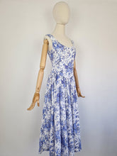 Load image into Gallery viewer, Vintage 80s/90s Laura Ashley blue and white dress
