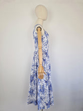 Load image into Gallery viewer, Vintage 80s/90s Laura Ashley blue and white dress
