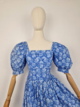 Load image into Gallery viewer, Vintage 80s Laura Ashley blue ballgown dress
