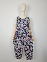 Load image into Gallery viewer, Vintage 80s Laura Ashley navy romper
