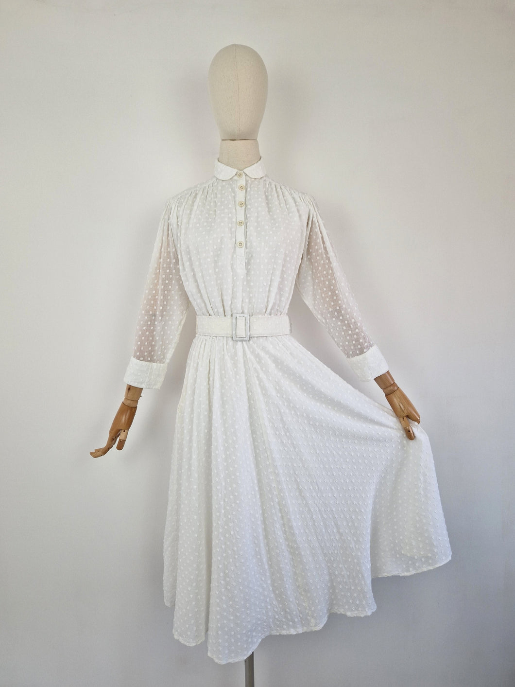 Vintage 80s white cotton dress