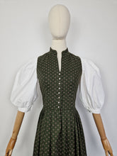 Load image into Gallery viewer, Vintage 80s moss green dirndl dress
