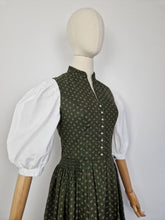 Load image into Gallery viewer, Vintage 80s moss green dirndl dress
