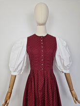 Load image into Gallery viewer, Vintage 80s burgundy dirndl dress
