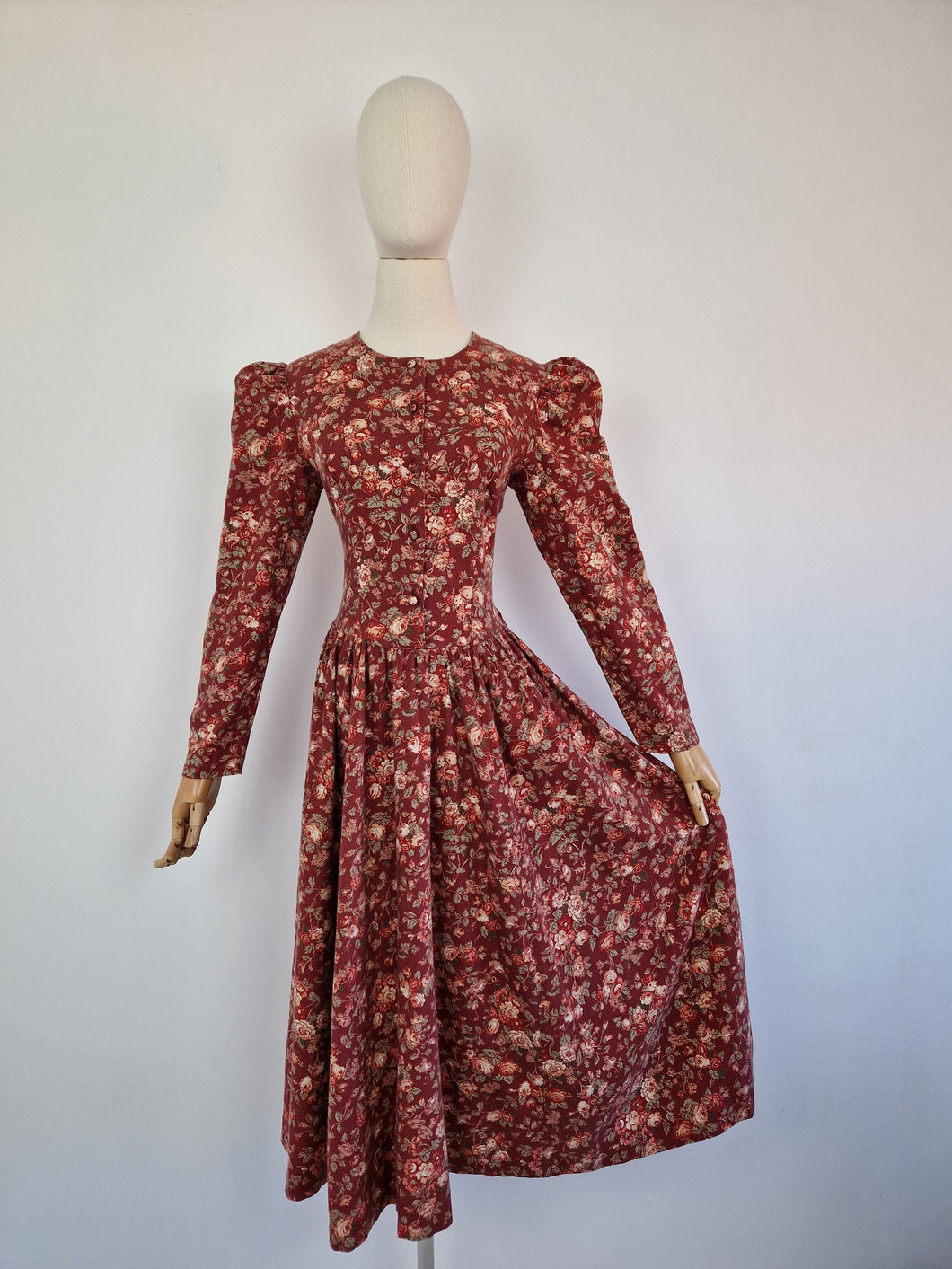 Vintage 90s Laura Ashley terracotta wool blend dress