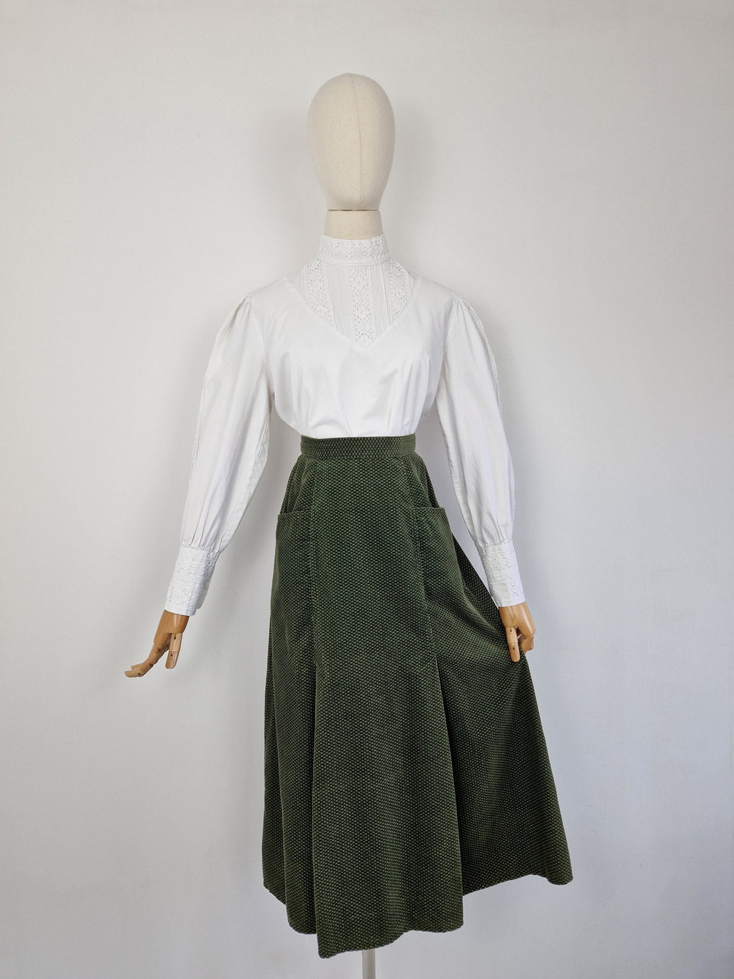 Vintage 70s Laura Ashley green corduroy skirt