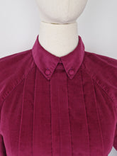 Load image into Gallery viewer, Vintage 80s Laura Ashley magenta corduroy dress
