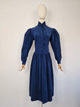 Load image into Gallery viewer, Vintage 80s Laura Ashley navy corduroy dress
