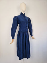 Load image into Gallery viewer, Vintage 80s Laura Ashley navy corduroy dress
