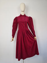 Load image into Gallery viewer, Vintage 80s Laura Ashley dark fuchsia corduroy dress
