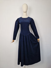 Load image into Gallery viewer, Vintage 90s Laura Ashley dark navy corduroy dress
