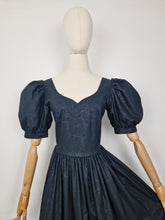 Load image into Gallery viewer, Vintage 80s Laura Ashley black ballgown dress
