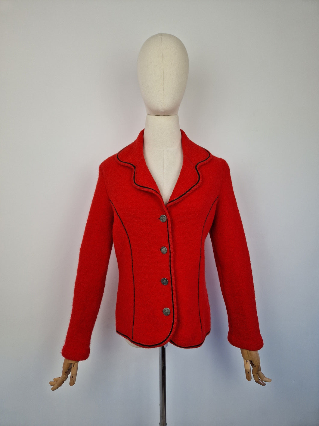 Vintage 80s Tyrolean red wool blazer