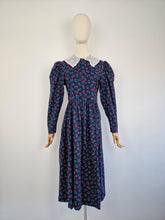 Load image into Gallery viewer, Vintage 80s Laura Ashley navy dress
