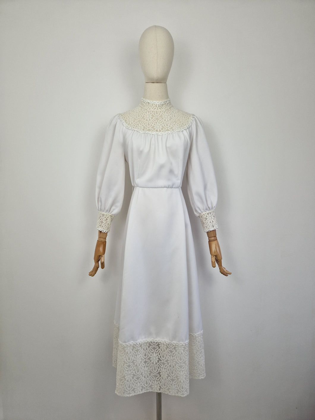 Vintage 70s white handmade dress