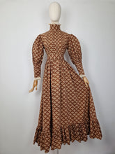 Load image into Gallery viewer, Vintage 70s Laura Ashley brown prairie dress
