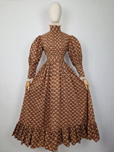 Load image into Gallery viewer, Vintage 70s Laura Ashley brown prairie dress
