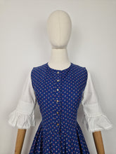 Load image into Gallery viewer, Vintage navy dirndl dress
