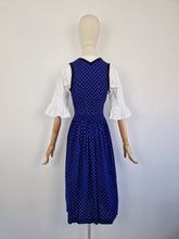 Load image into Gallery viewer, Vintage 70s navy dirndl milkmaid dress
