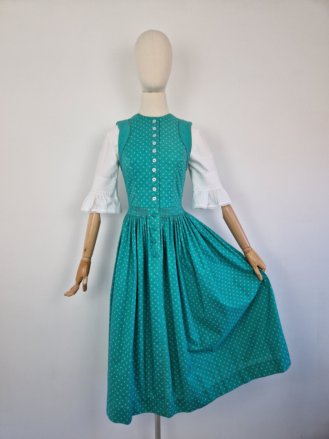 Vintage mint dirndl milkmaid dress