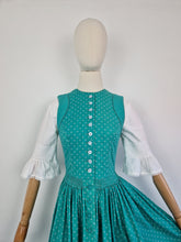 Load image into Gallery viewer, Vintage mint dirndl milkmaid dress
