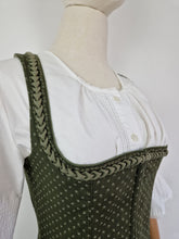 Load image into Gallery viewer, Vintage 70s Austrian moss green dirndl milkmaid dress

