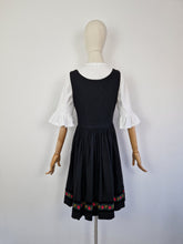 Load image into Gallery viewer, Vintage 70s Austrian black dirndl milkmaid dress
