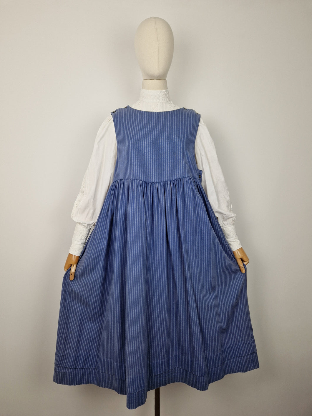 Vintage 80s Laura Ashley pinafore cotton and wool dress