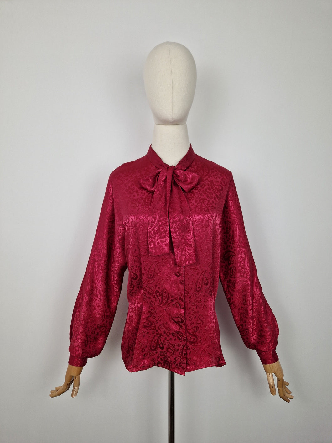 Vintage 80s St Michael pussy bow paisley blouse