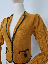Load image into Gallery viewer, Vintage honey mustard mutton sleeve cardigan
