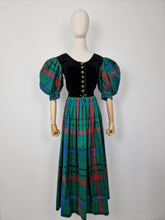 Load image into Gallery viewer, Vintage raw silk and velvet dress
