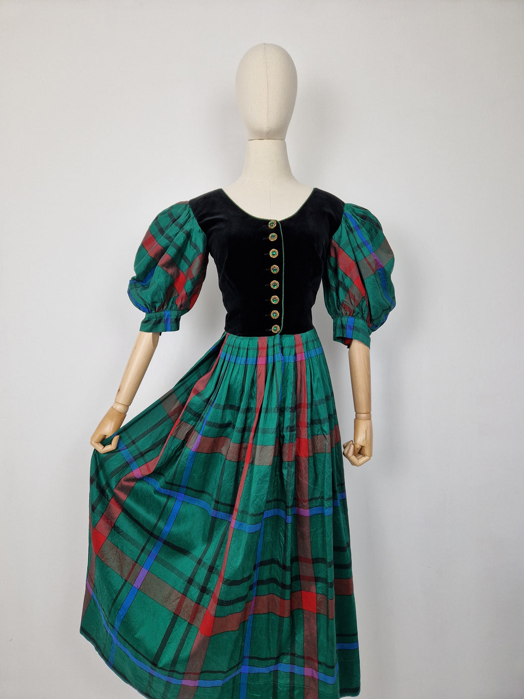 Vintage raw silk and velvet dress