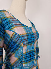 Load image into Gallery viewer, Vintage checked raw silk dress
