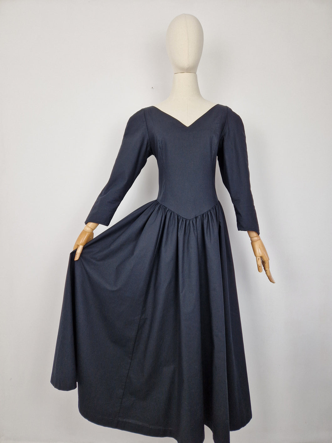 Vintage 80s Laura Ashley black ballgown dress