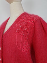 Load image into Gallery viewer, Vintage coral mohair cardigan
