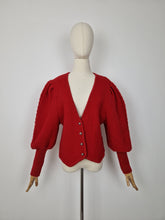 Load image into Gallery viewer, Vintage Austrian puff sleeves wool cardigan
