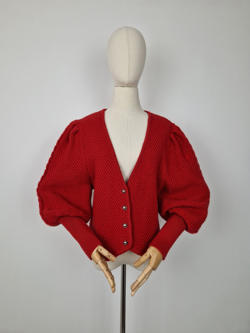Vintage Austrian puff sleeves wool cardigan