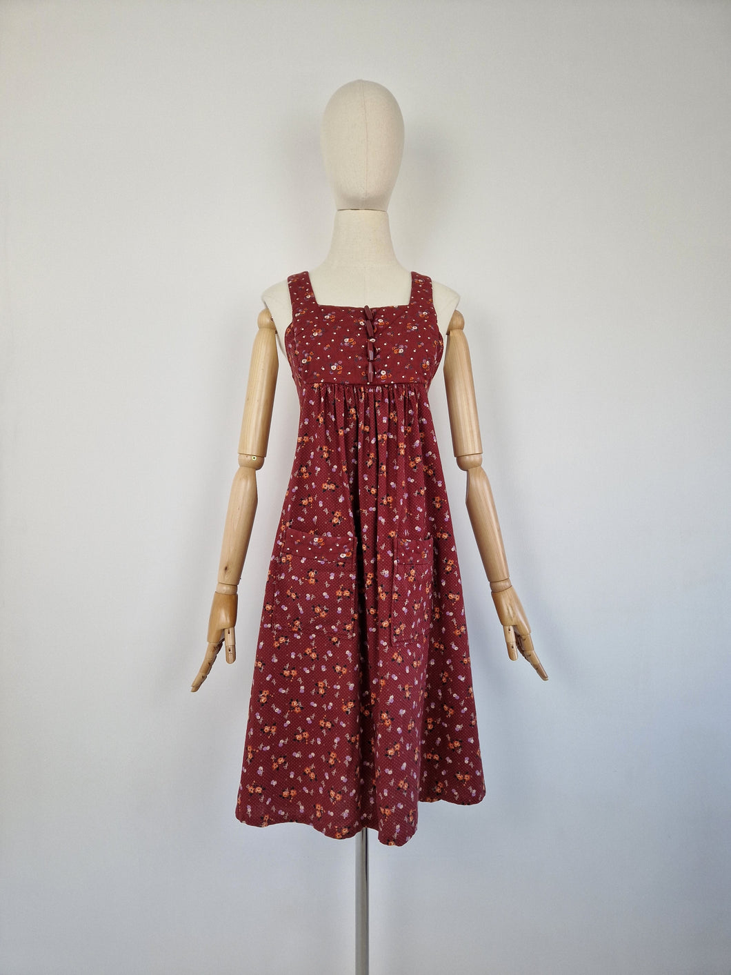 Vintage 70s pinafore cotton dress