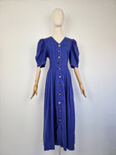 Load image into Gallery viewer, Vintage puff sleeves linen dress
